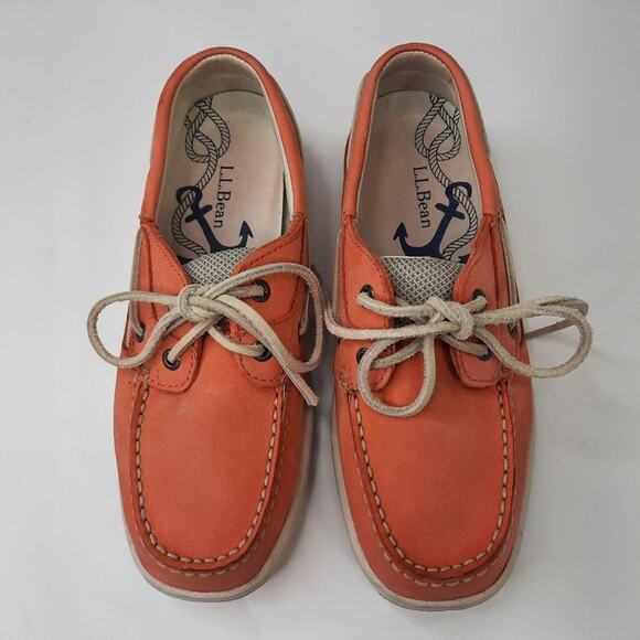 L.L. Bean Leather‎ Loafers Deck Shoes Peach Colored Women's Size 6M - Picture 5 of 10